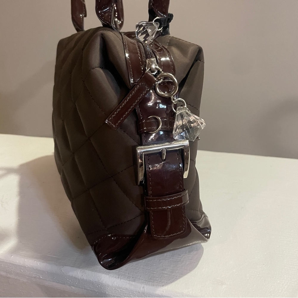 My Flat in London Quilted Brown Satchel Bag | Charlotte Olympia | New - Picture 3 of 15